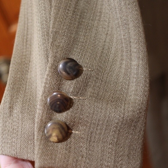 Ultimo Vintage Green Brown Pant Suit Blazer Longline Career Size 12 - Picture 4 of 16